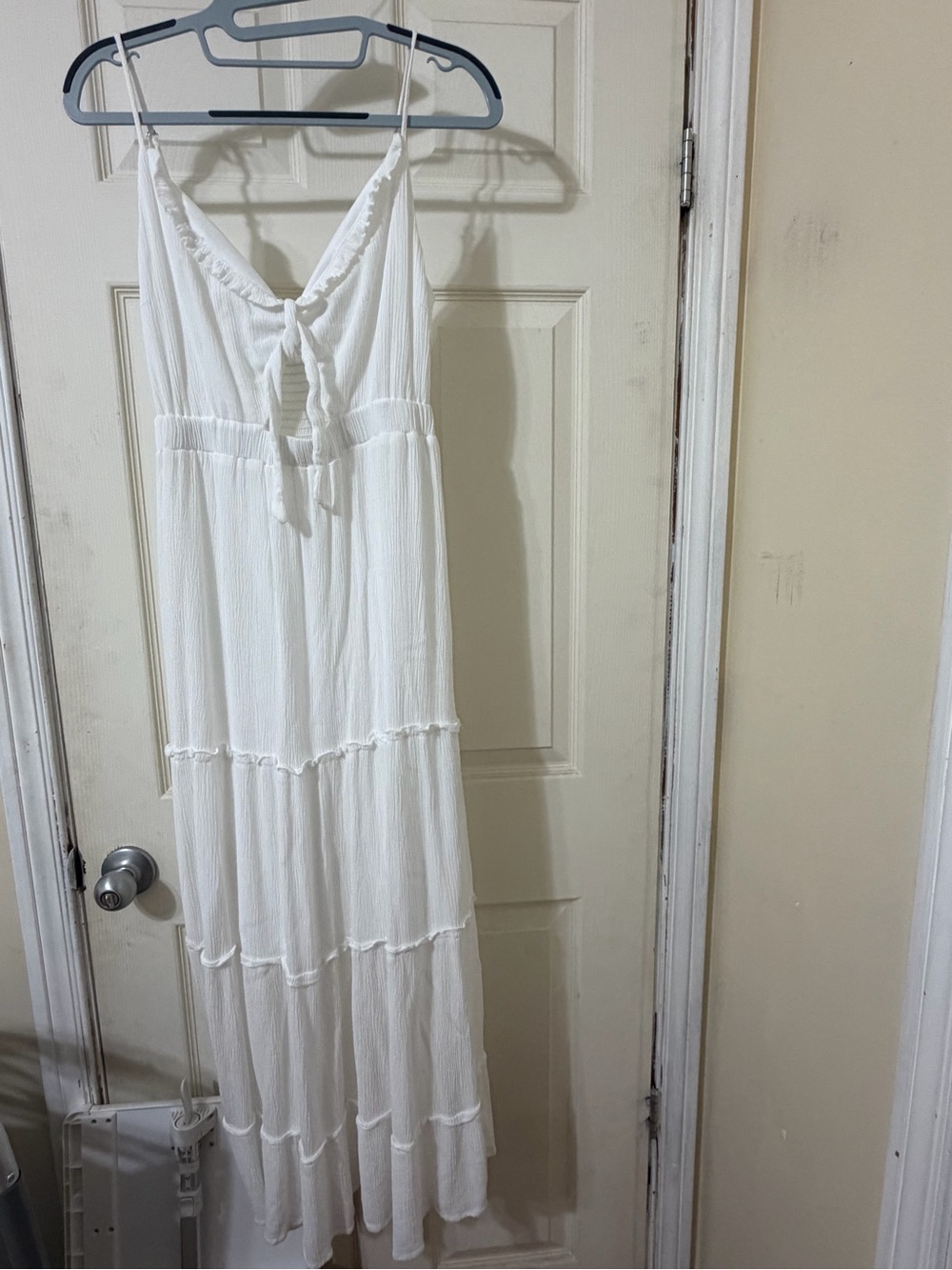 Justify White Tiered Tie-Back Maxi Dress